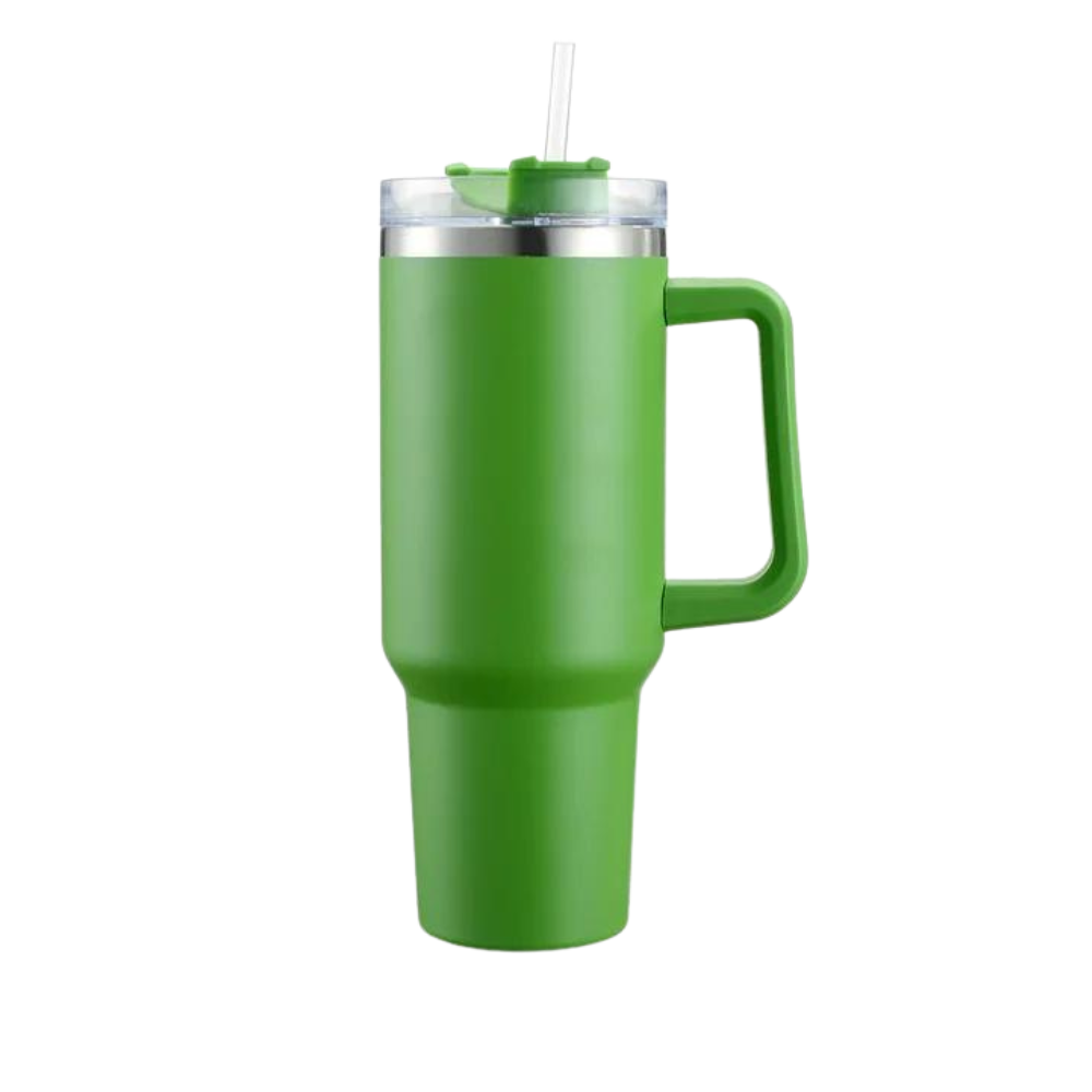 Taza de viaje con asa y gran capacidad para el coche
-Verde hierba - Ozerty