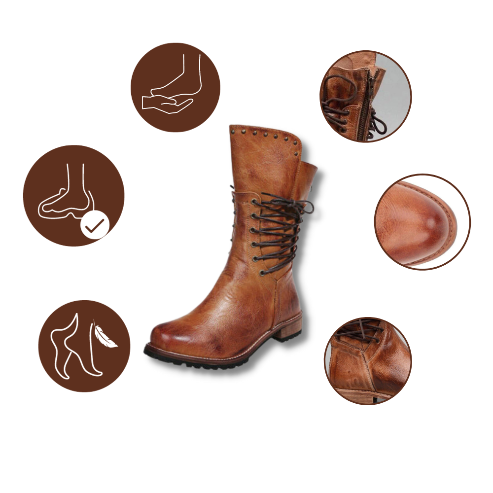 Botines vintage de cuero PU
- Ozerty