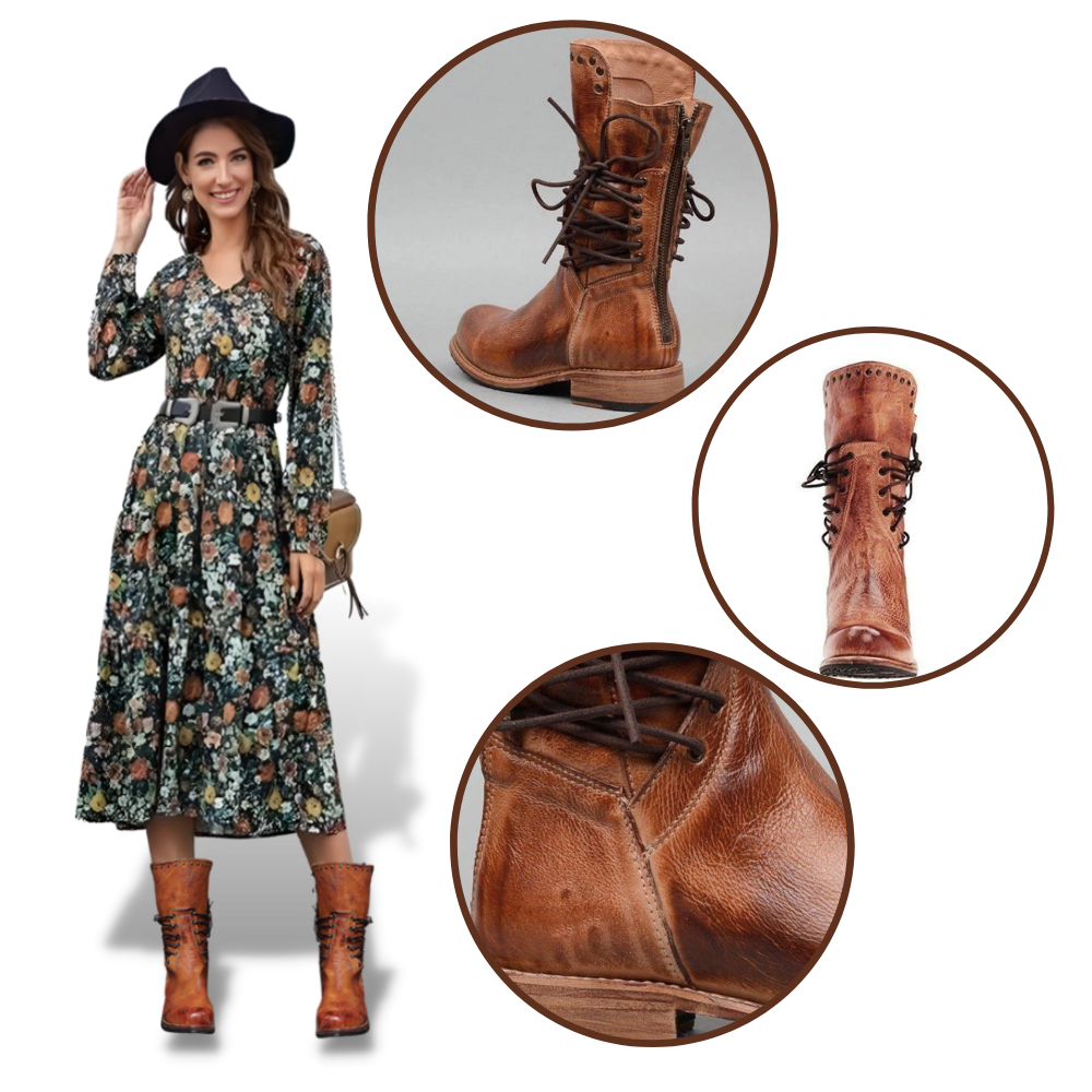 Botines vintage de cuero PU
- Ozerty