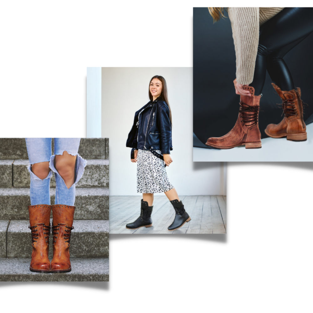 Botines vintage de cuero PU
- Ozerty