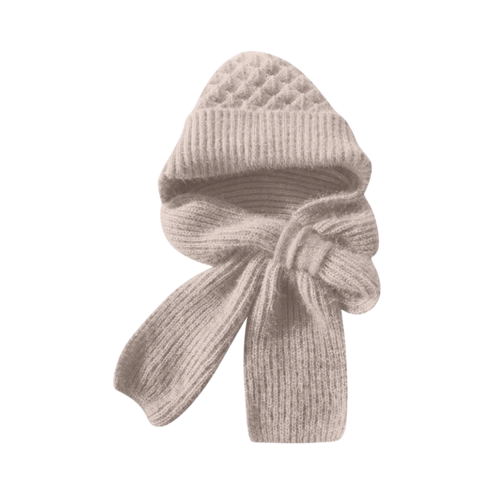 Gorro y bufanda de punto 2 en 1, con protección auditiva y material cortaviento
-Beige - Ozerty