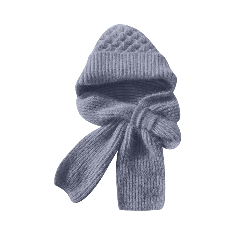 Gorro y bufanda de punto 2 en 1, con protección auditiva y material cortaviento
-Azul - Ozerty