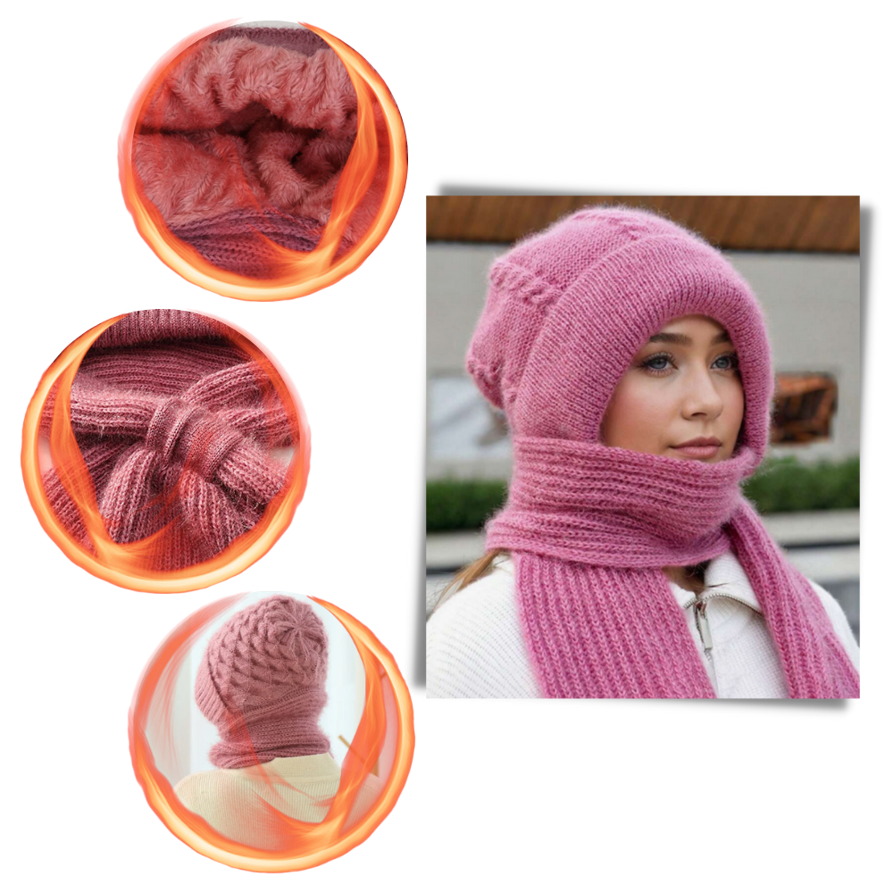 Gorro y bufanda de punto 2 en 1, con protección auditiva y material cortaviento
- Ozerty
