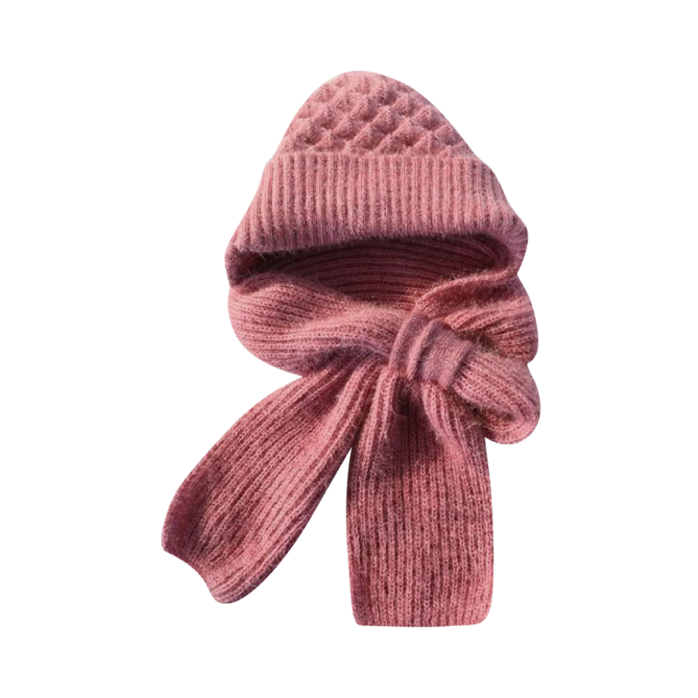 Gorro y bufanda de punto 2 en 1, con protección auditiva y material cortaviento
-Rosa - Ozerty