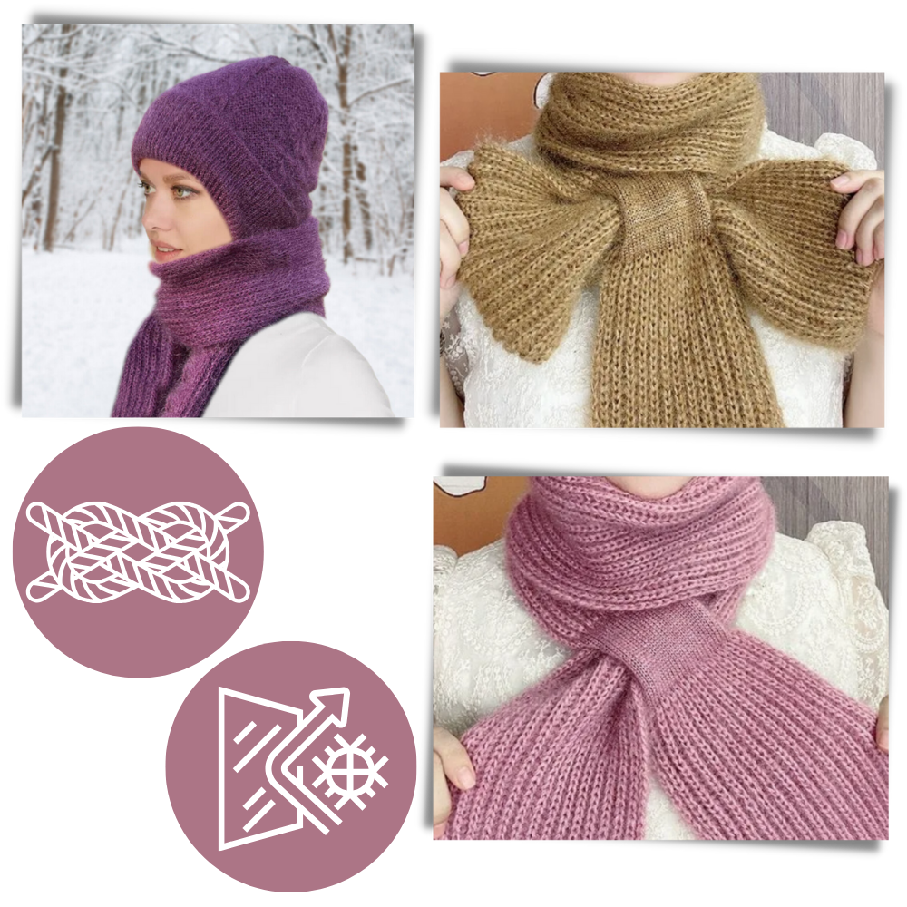 Gorro y bufanda de punto 2 en 1, con protección auditiva y material cortaviento
- Ozerty