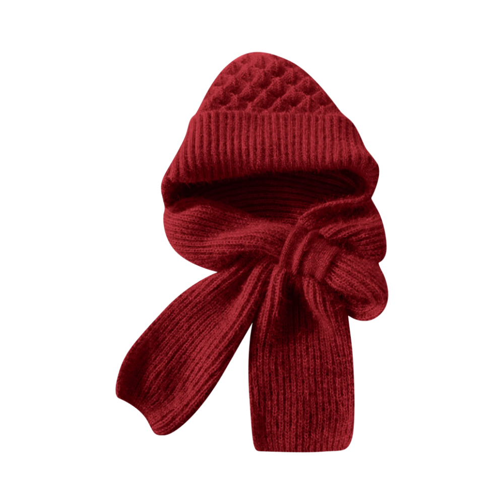 Gorro y bufanda de punto 2 en 1, con protección auditiva y material cortaviento
-Vino tinto - Ozerty