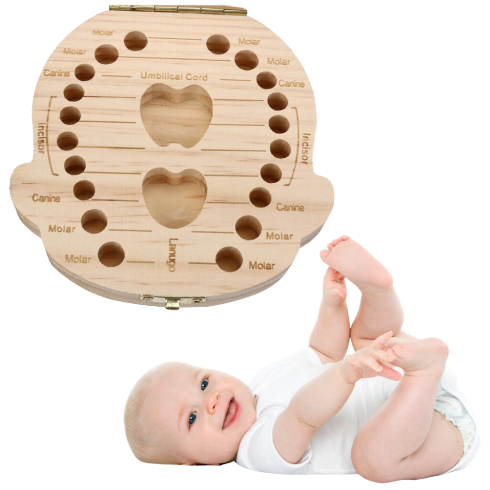 Caja de madera para dientes de bebé