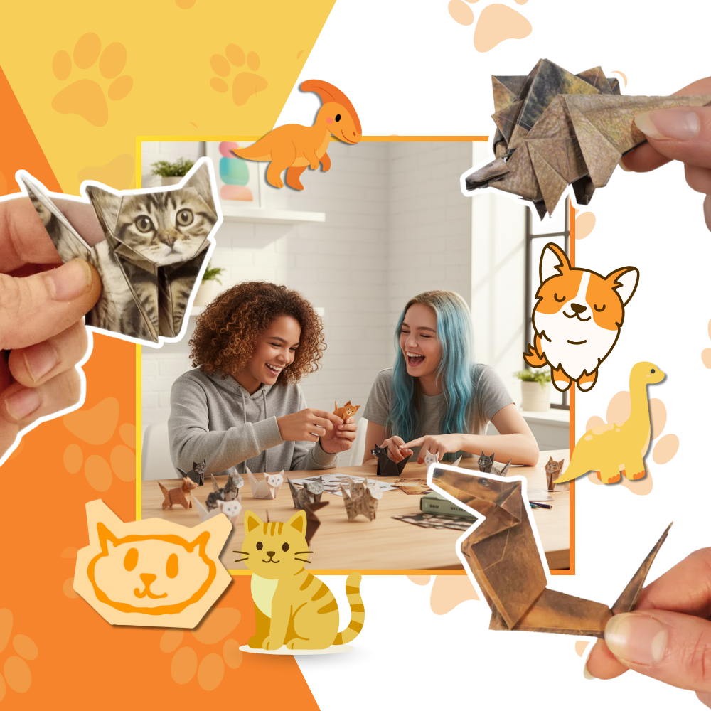 Papel para origami 3D para mascotas - Ozerty