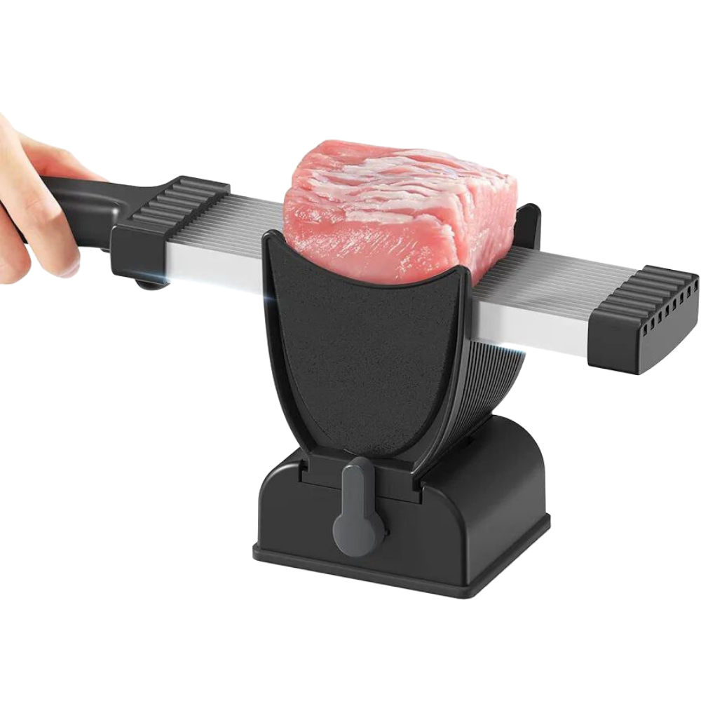 Cortadora de carne manual con grosor ajustable -Negro - Ozerty