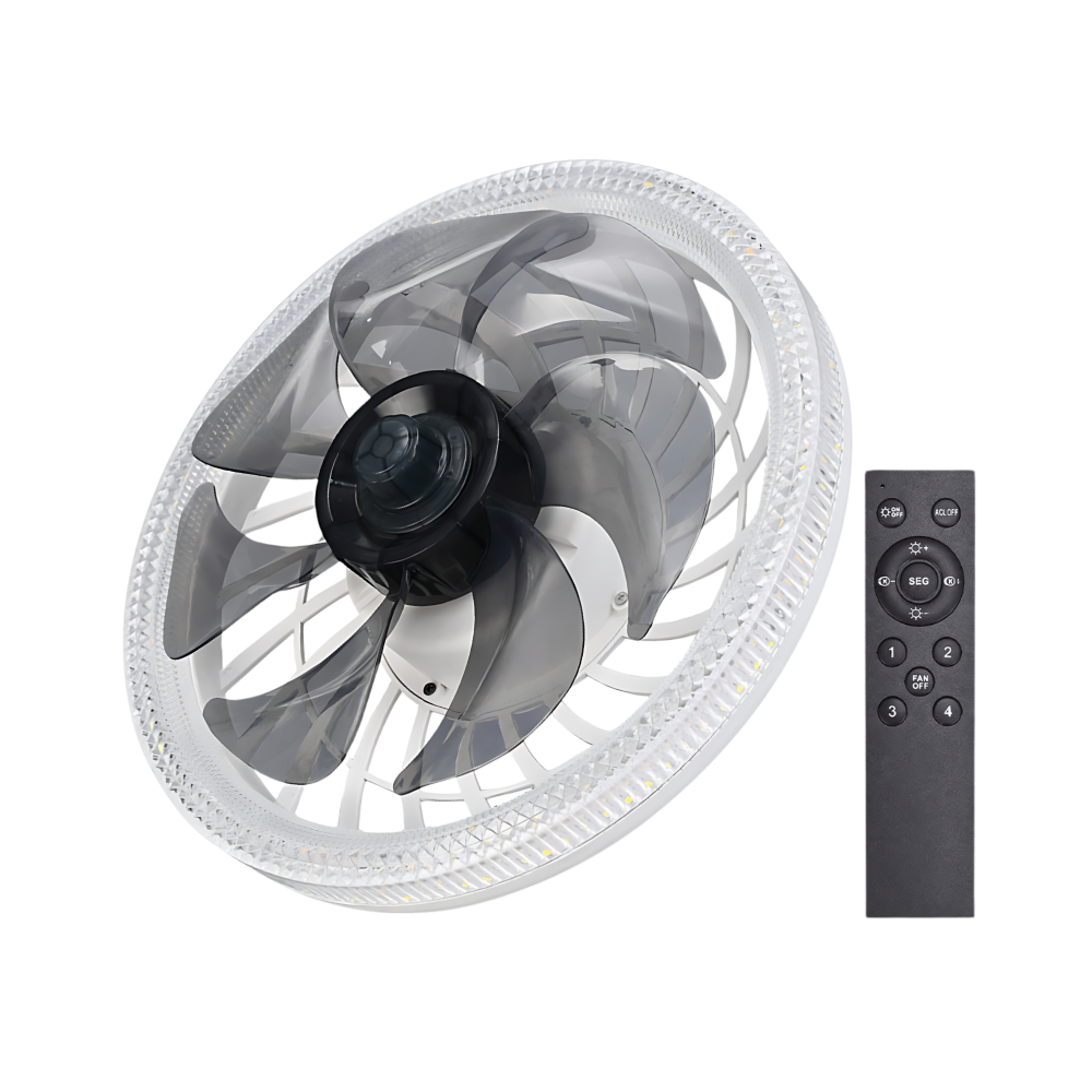 Ventilador de techo con luz y mando a distancia -Negro - Ozerty