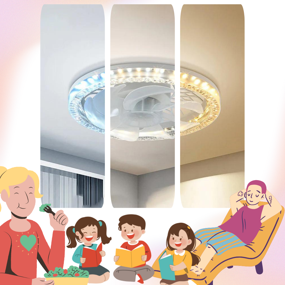 Ventilador de techo con luz y mando a distancia - Ozerty
