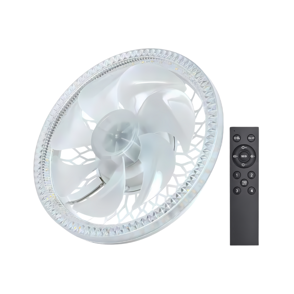 Ventilador de techo con luz y mando a distancia -Blanco - Ozerty
