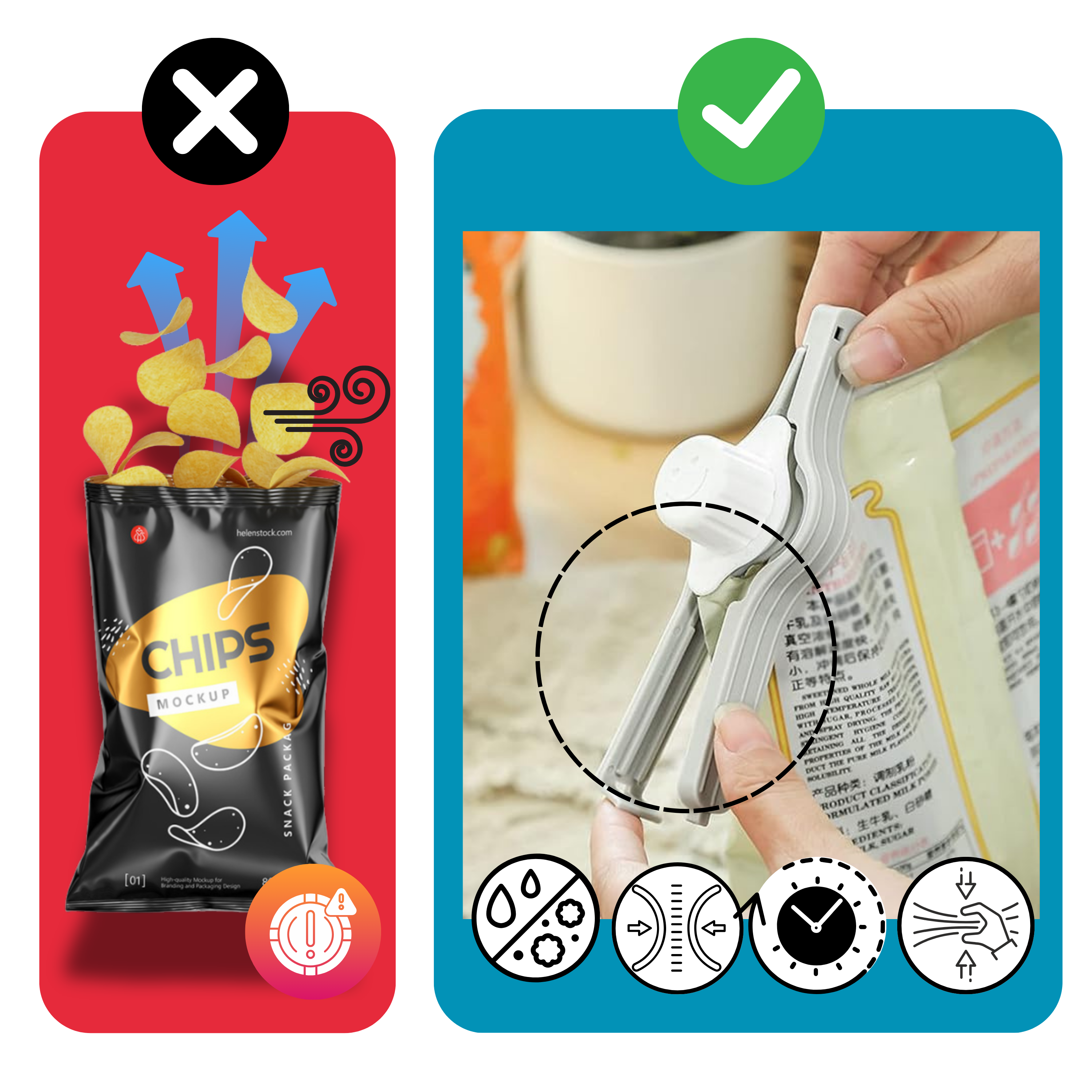 Pinzas herméticas para bolsas de snacks - Ozerty
