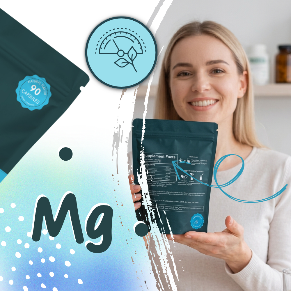 Suplemento vegano equilibrado de glicinato de magnesio - Ozerty