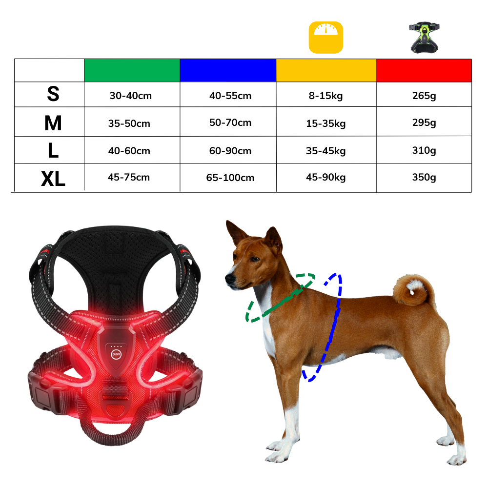 Arnés para perros con luz LED parpadeante - Ozerty