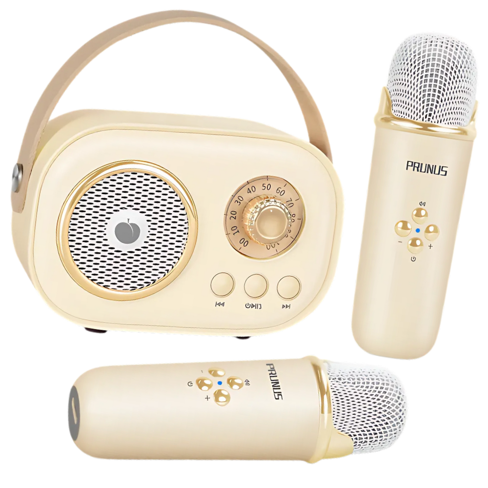 Mini karaoke Bluetooth con micrófonos duales -Beige - Ozerty