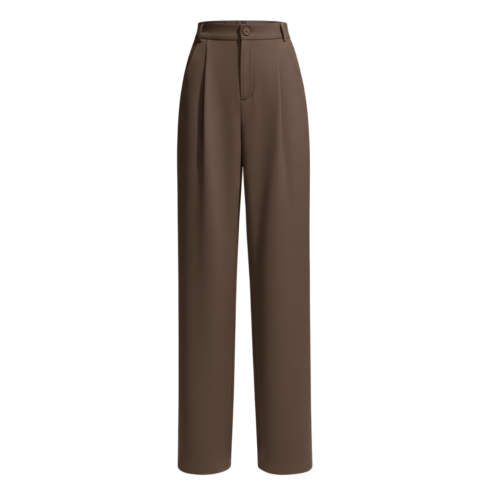 Pantalones anchos Chic Composure -Marrón Regular - Ozerty