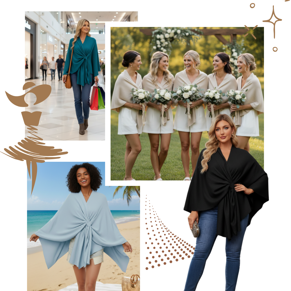 Poncho de punto elegante para mujer - Ozerty