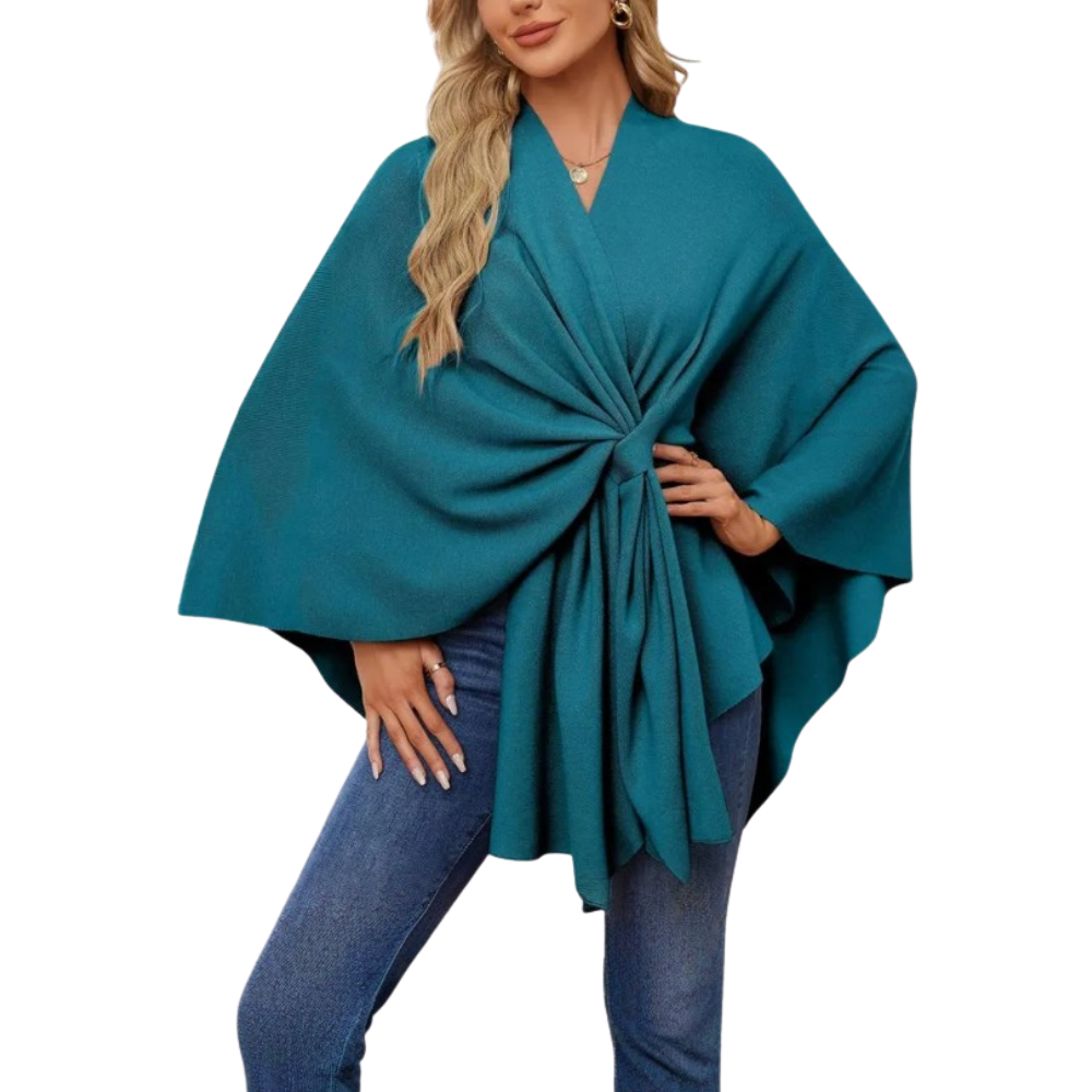 Poncho de punto elegante para mujer -Malaquita - Ozerty