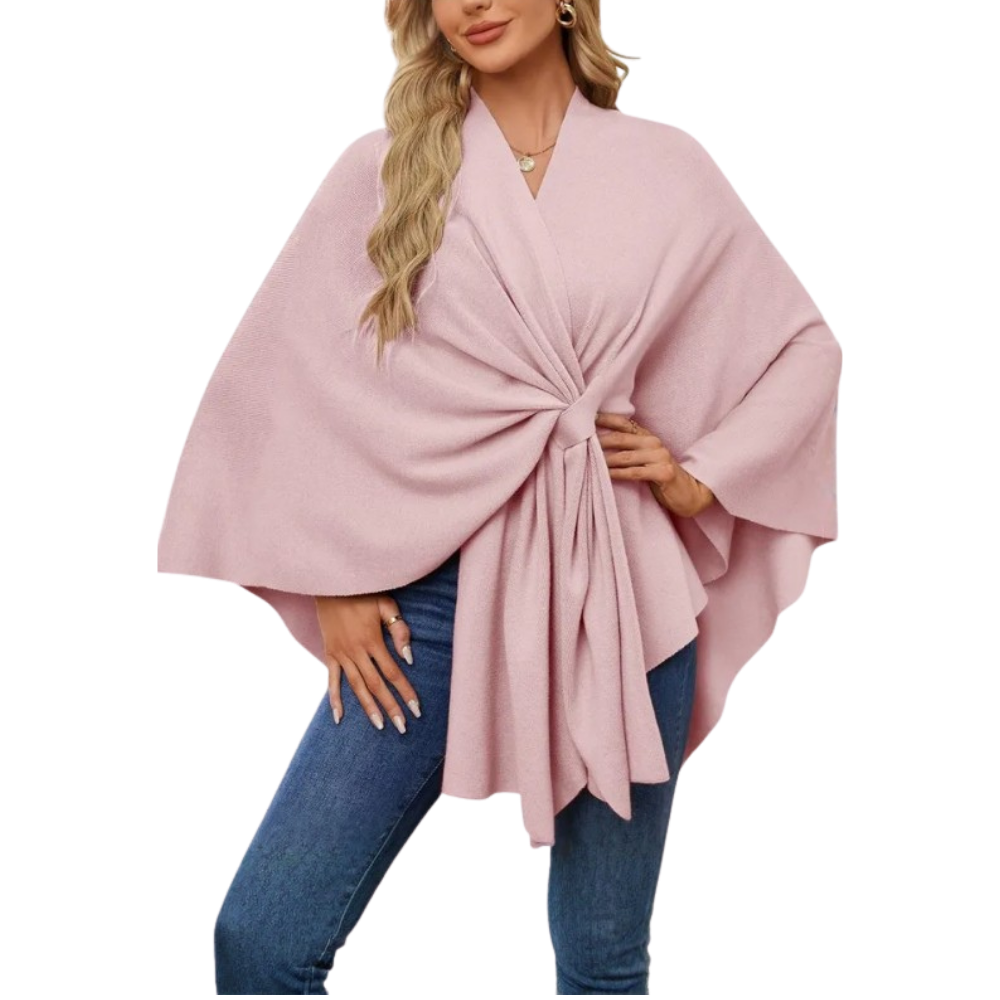 Poncho de punto elegante para mujer -Rosa - Ozerty
