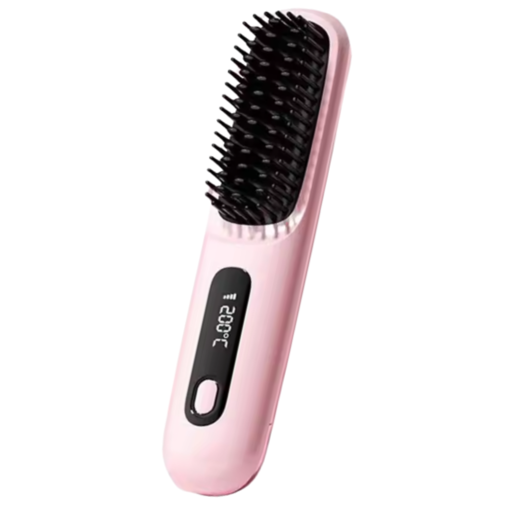 Cepillo alisador de pelo que aumenta la confianza -Rosa - Ozerty