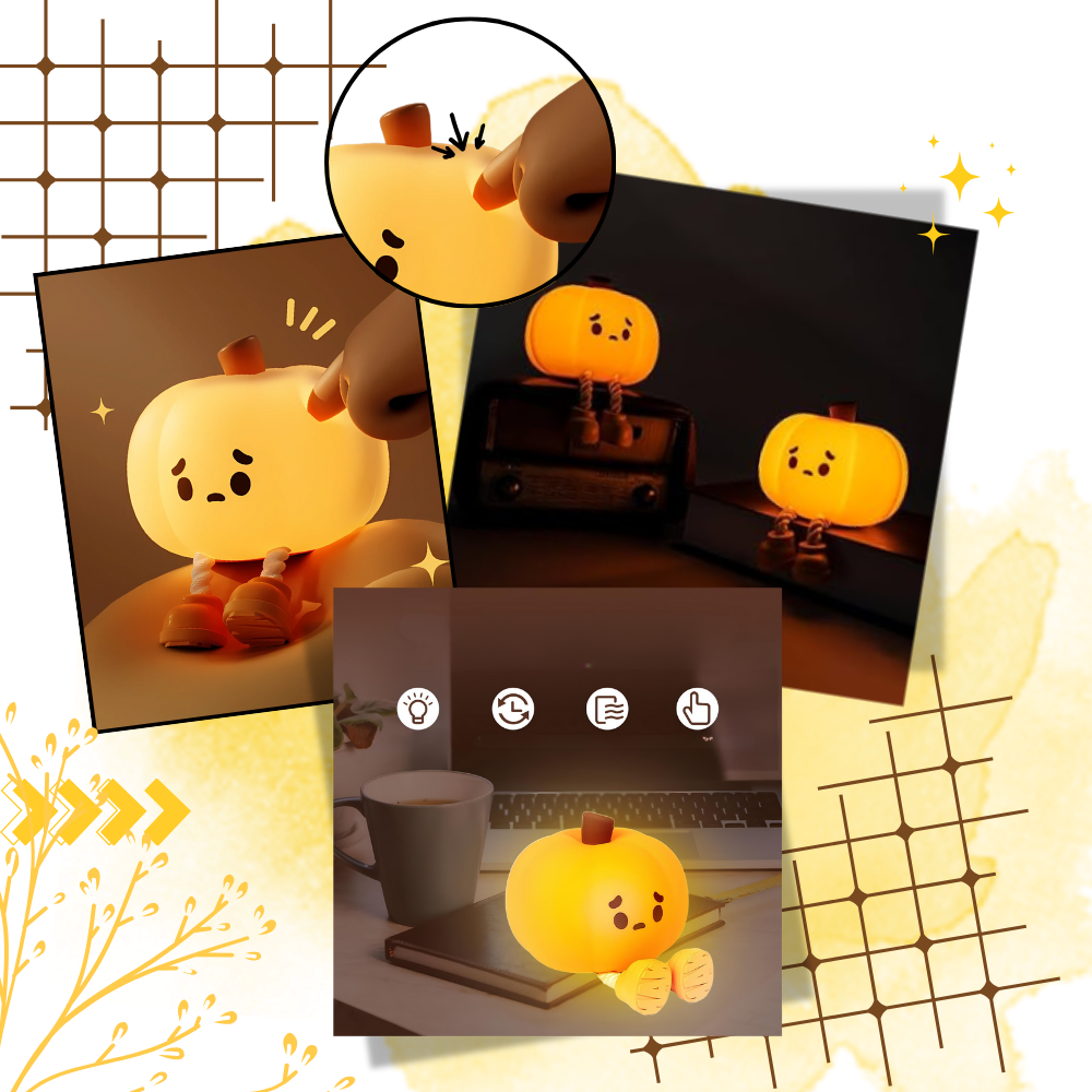 Lámpara nocturna con forma de calabaza triste - Ozerty