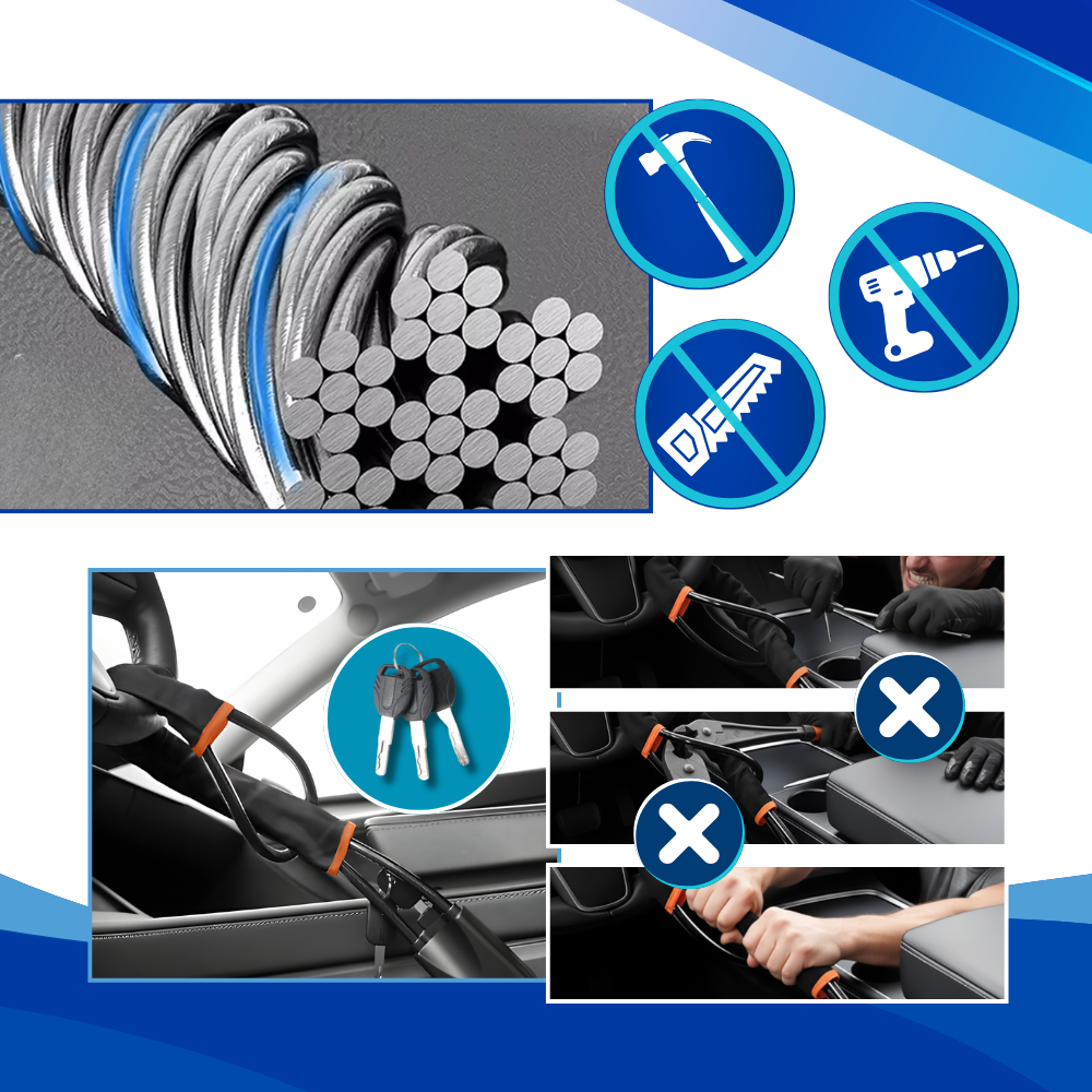 Cerradura de doble seguridad para volante - Ozerty