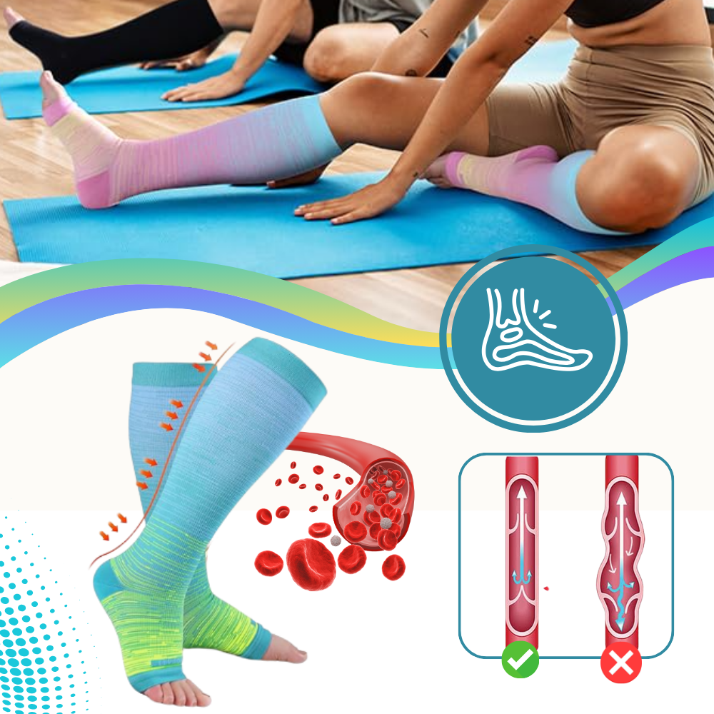 Calcetines elásticos de compresión con puntera abierta - Ozerty