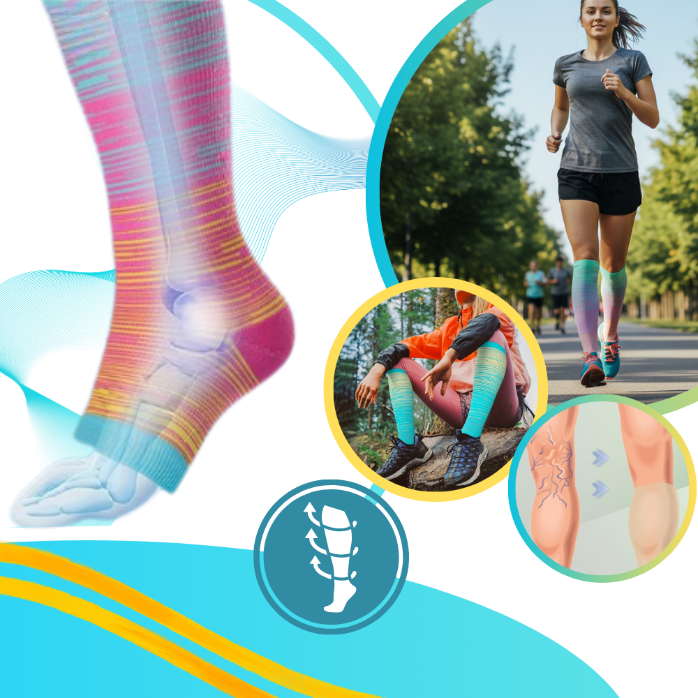 Calcetines elásticos de compresión con puntera abierta - Ozerty