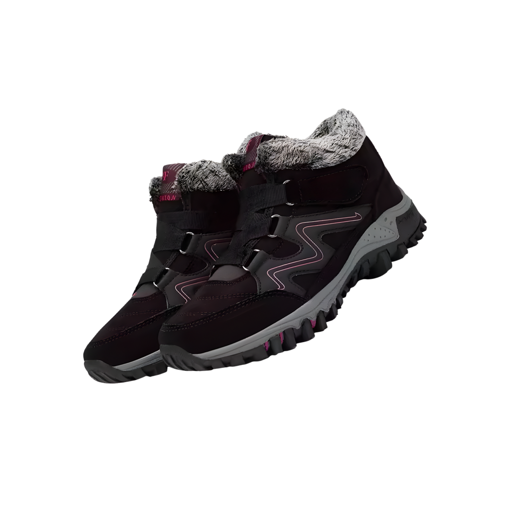 Zapatos cálidos de invierno con forro polar -Rosa negro - Ozerty