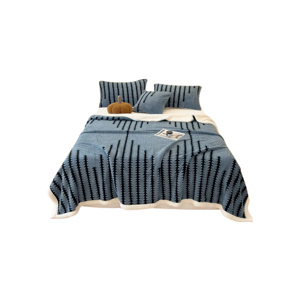 Manta de invierno Jacquard mullida -Azul - Ozerty