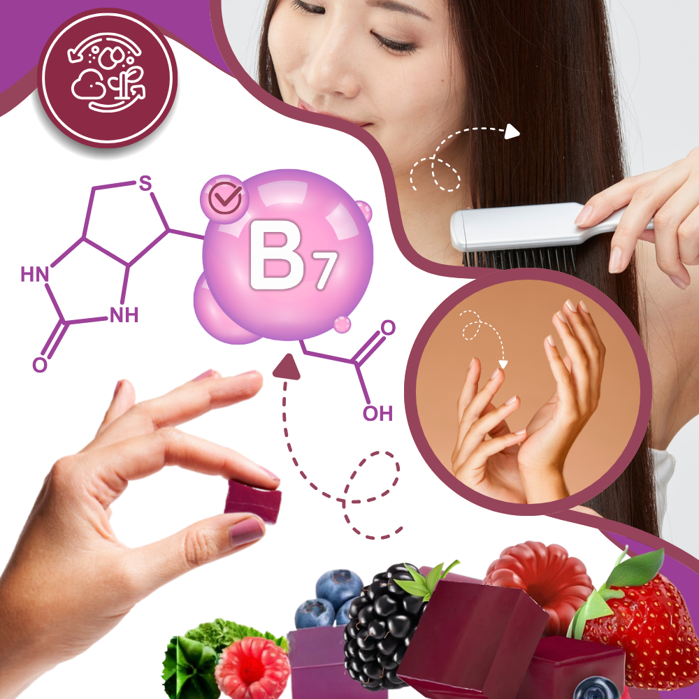 Gominolas de biotina para el cabello con sabor afrutado - Ozerty