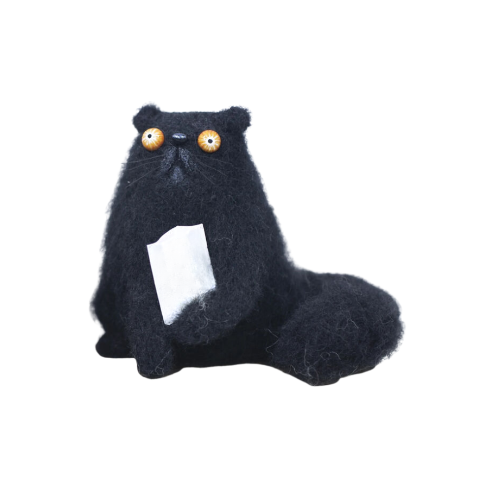 Gato decorativo divertido y despeinado -Gato negro - Ozerty