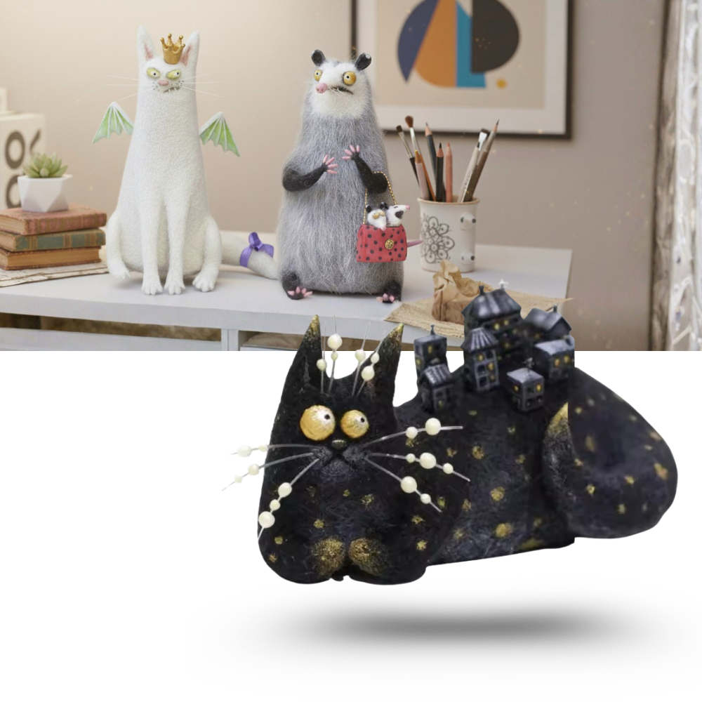 Gato decorativo divertido y despeinado - Ozerty