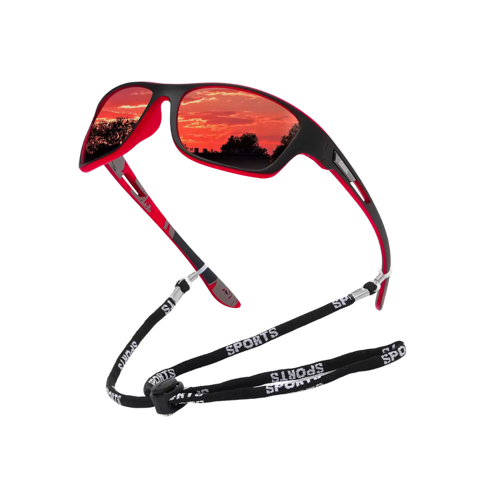 Gafas de sol antideslumbramiento -Negro y rojo - Ozerty