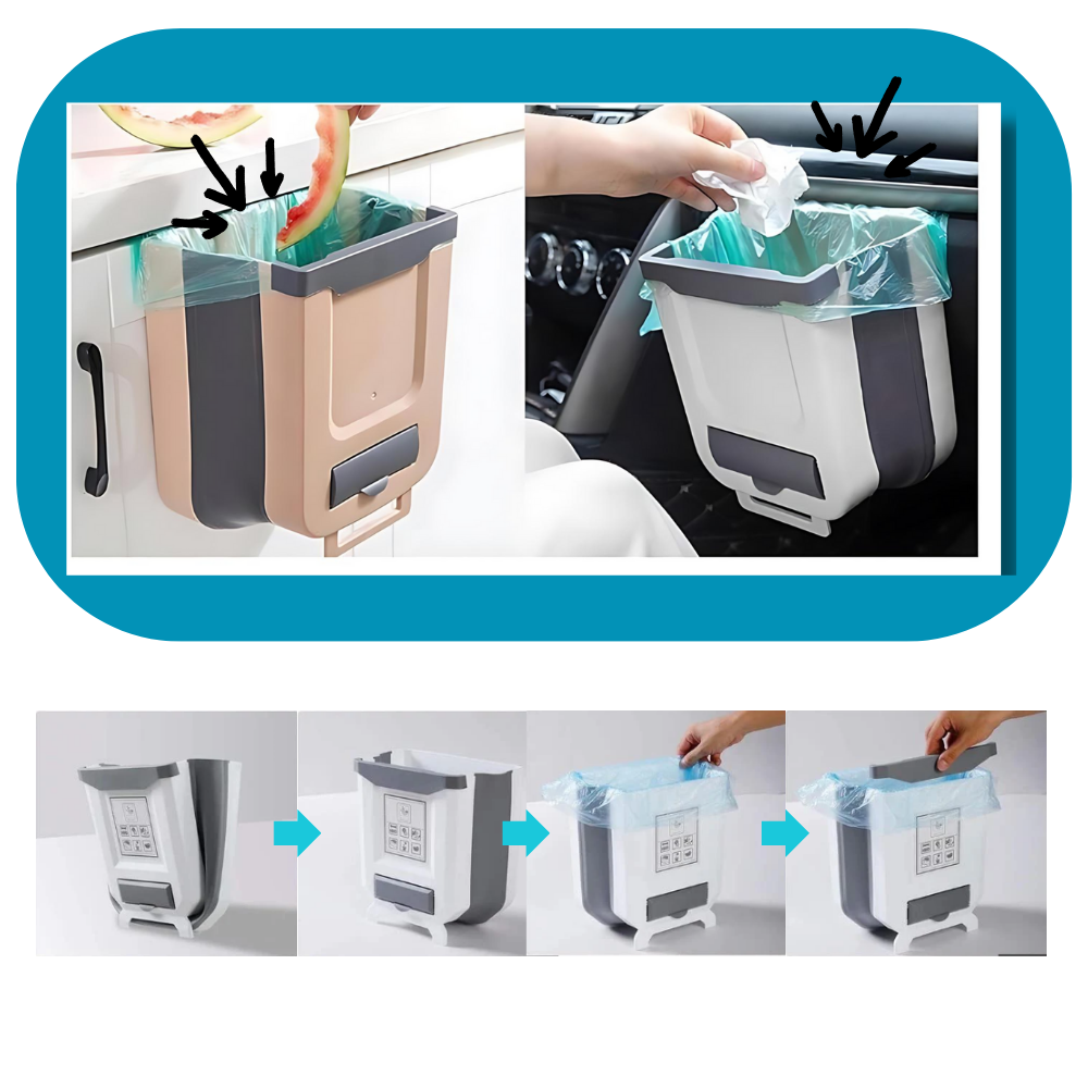 Cubo de basura plegable de gran capacidad - Ozerty