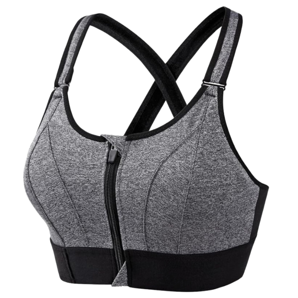 Sujetador deportivo con espalda cruzada y máxima sujeción -Gris/SGris/MGris/LGris/XLGris/2XLGris/3XLGris/4XLGris/5XL - Ozerty