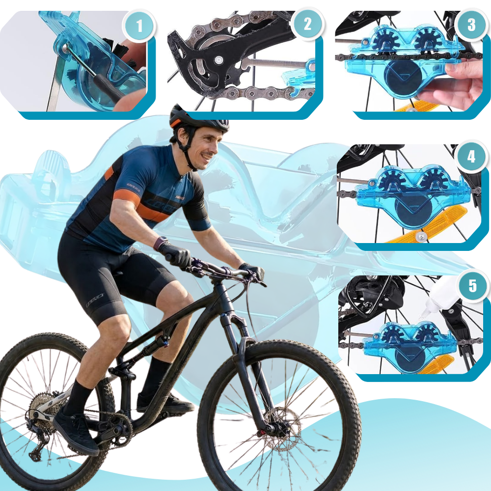 Limpiador de cadenas de bicicleta 360° sin ensuciar - Ozerty