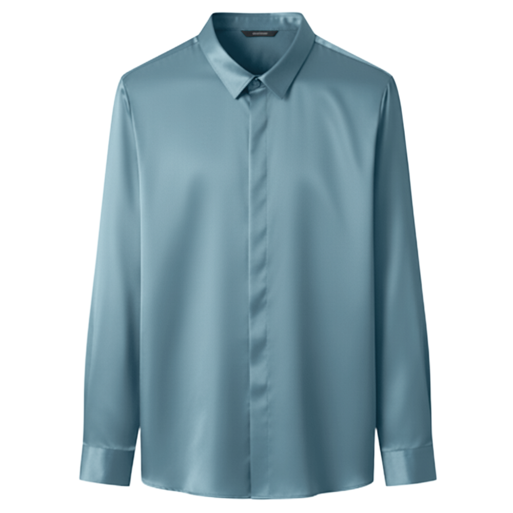 Polo de seda para hombre sin arrugas -Verde claro - Ozerty