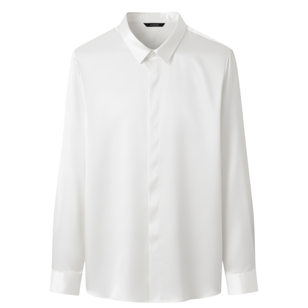 Polo de seda para hombre sin arrugas -Blanco - Ozerty