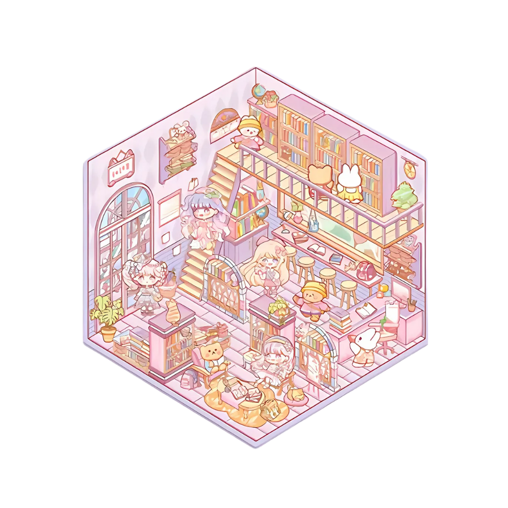 Pegatinas pastel de escenas 3D -Biblioteca - Ozerty