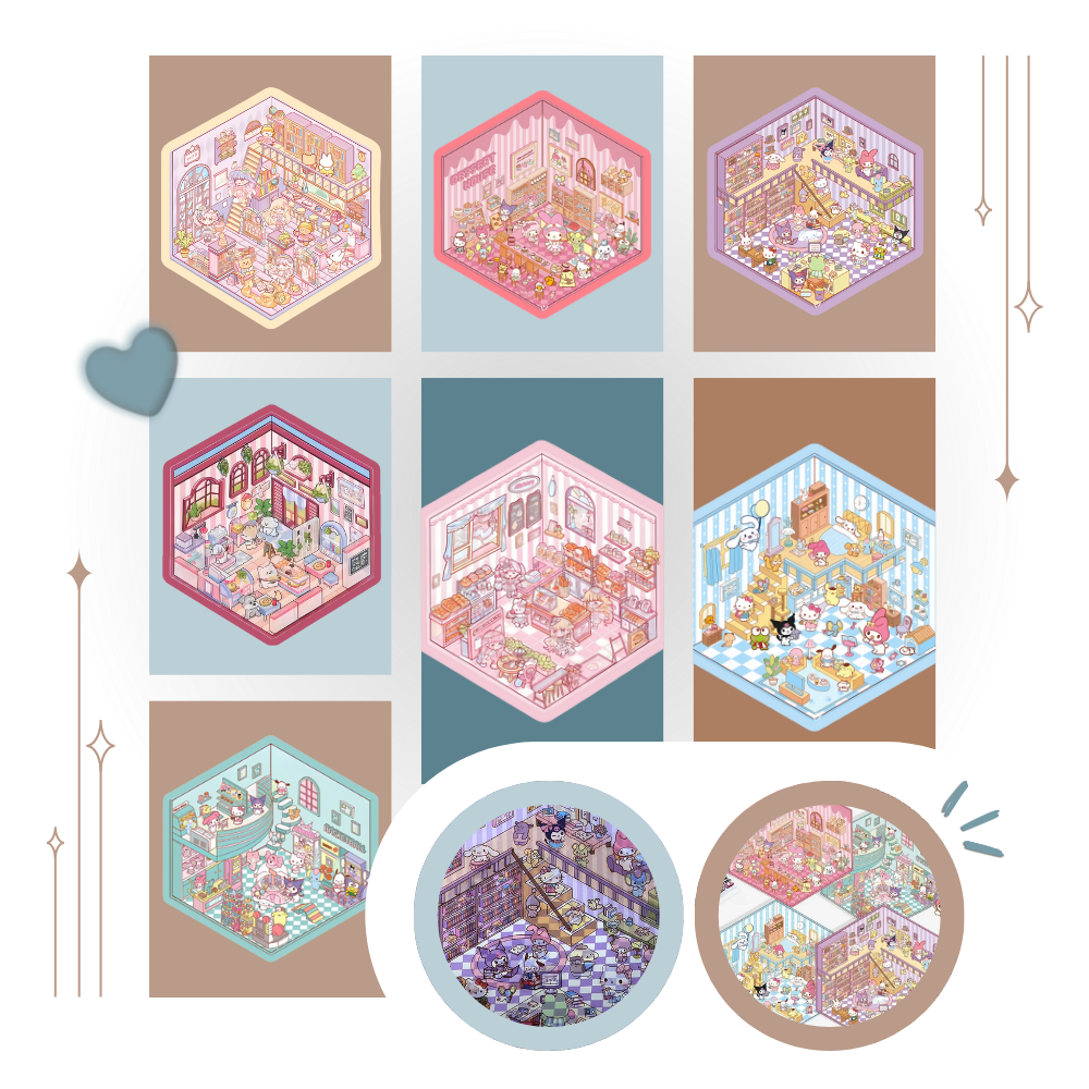 Pegatinas pastel de escenas 3D - Ozerty