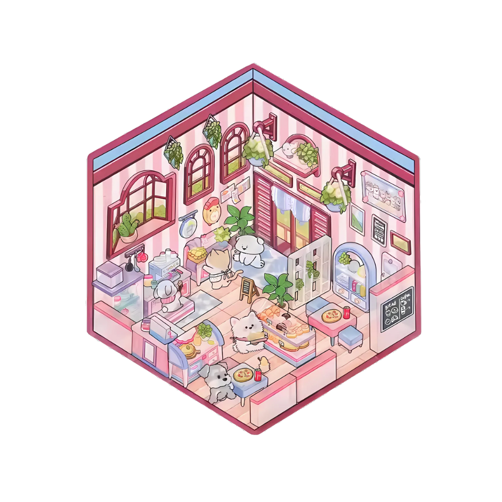 Pegatinas pastel de escenas 3D -Salón del té - Ozerty