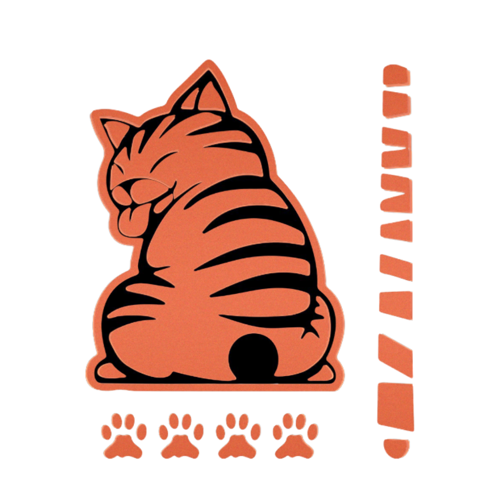 Pegatina de gato peculiar -Naranja - Ozerty