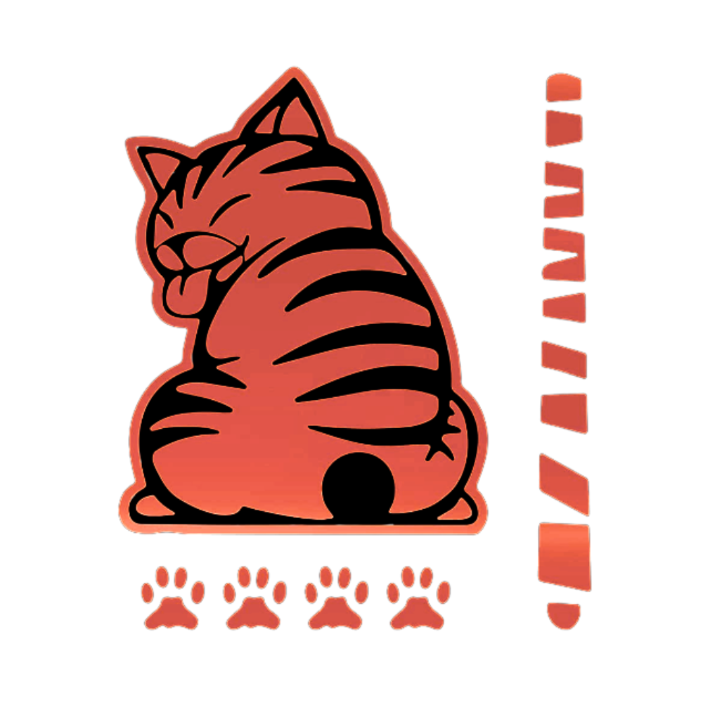 Pegatina de gato peculiar -Rojo - Ozerty