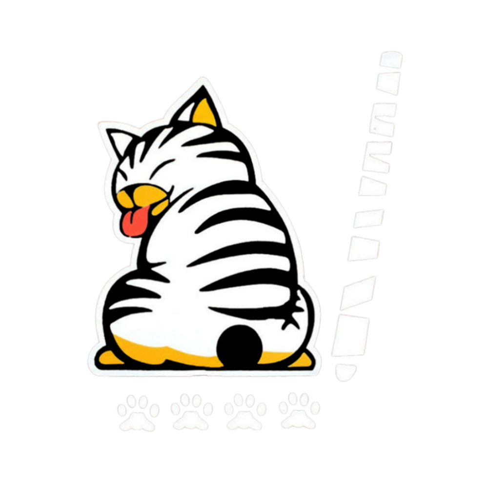 Pegatina de gato peculiar -Blanco - Ozerty