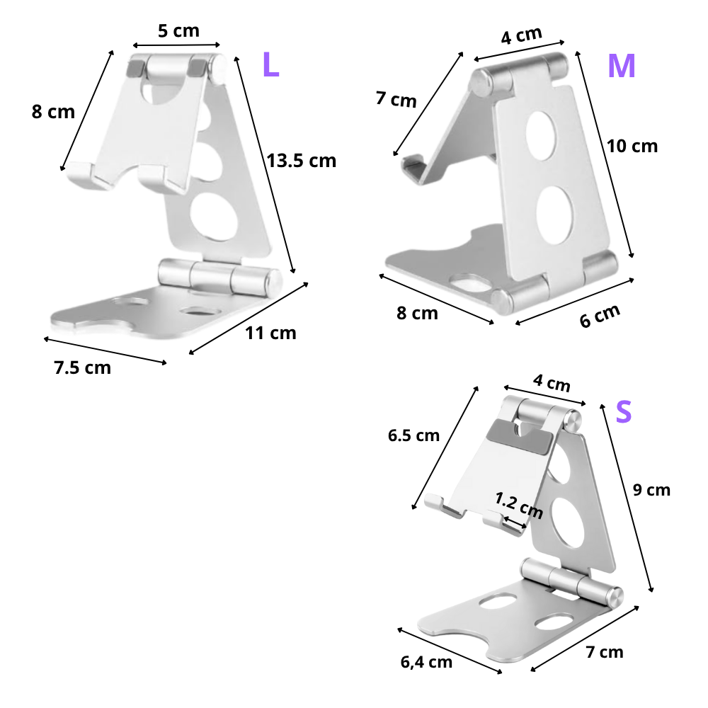 Soporte de teléfono giratorio y plegable
