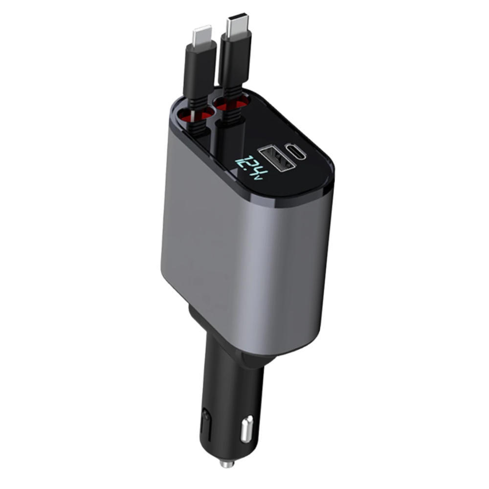 Estación de carga telescópica para coche -Tipo C + Apple - Ozerty