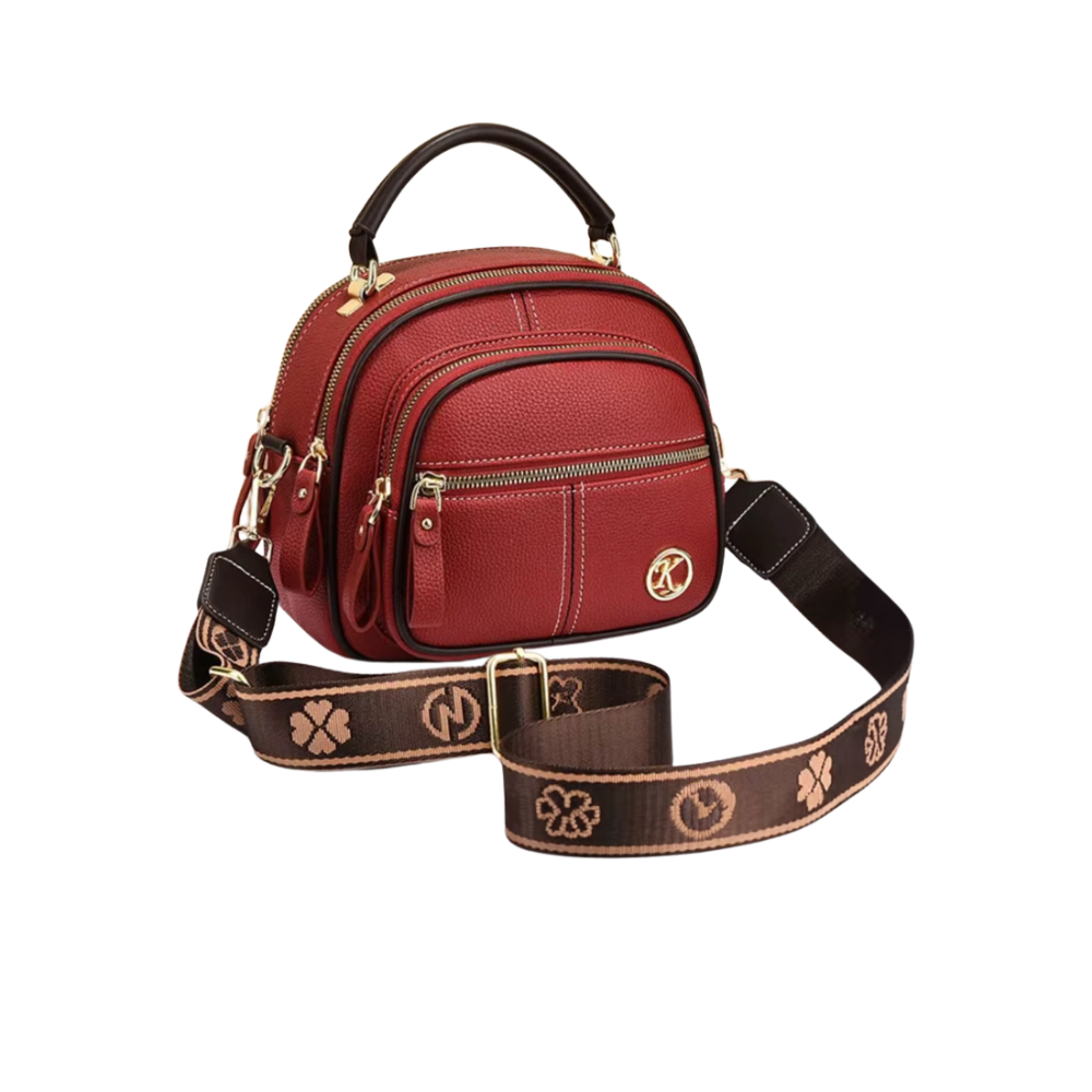 Bolso bandolera de piel vegana -Rojo - Ozerty