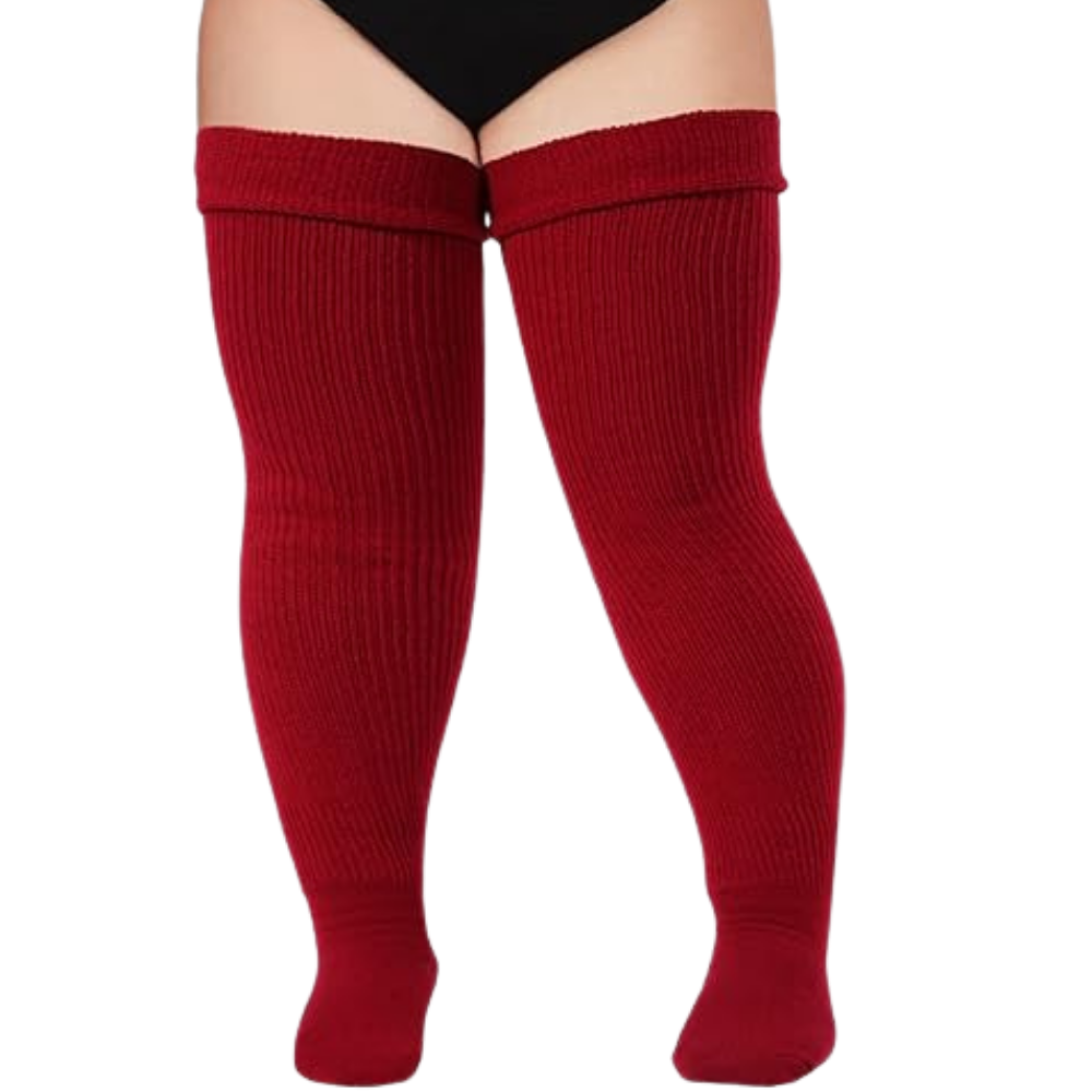 Medias musleras gruesas para mujer -Rojo oscuro - Ozerty